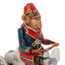 Vintage Mechanical Clockwork Windup Metal Monkey Riding A Car Tin Toy Gifts