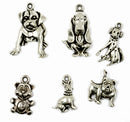 15pcs Mixed Antique Silver Dog Charms Pendants Jewelry Making Accessories
