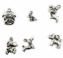 15pcs Mixed Antique Silver Dog Charms Pendants Jewelry Making Accessories