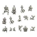 15pcs Mixed Antique Silver Dog Charms Pendants Jewelry Making Accessories