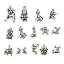 15pcs Mixed Antique Silver Dog Charms Pendants Jewelry Making Accessories