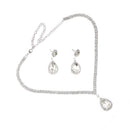 Wedding Prom Bridal Crystal Diamante Tear Drop Necklace Earrings Jewelry Set