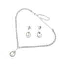Wedding Prom Bridal Crystal Diamante Tear Drop Necklace Earrings Jewelry Set