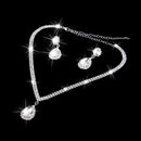 Wedding Prom Bridal Crystal Diamante Tear Drop Necklace Earrings Jewelry Set
