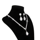 Wedding Prom Bridal Crystal Diamante Tear Drop Necklace Earrings Jewelry Set