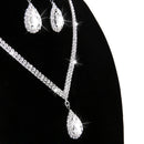 Wedding Prom Bridal Crystal Diamante Tear Drop Necklace Earrings Jewelry Set