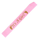 Baby Shower Party Charms It's a Girl Written Sash Women Clothing Accessory Pink