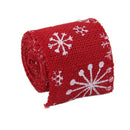 Roll Of 2M Beautiful Christmas Tree Pattern Burlap Ribbon Craft Home Christmas Gift Red White