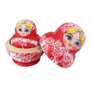 10x Hand Painted Red Wooden Nesting Dolls Babushka Matryoshka Art Crafts Kids Play Fun Toy Home Ornament