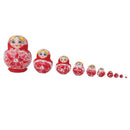 10x Hand Painted Red Wooden Nesting Dolls Babushka Matryoshka Art Crafts Kids Play Fun Toy Home Ornament