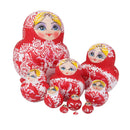 10x Hand Painted Red Wooden Nesting Dolls Babushka Matryoshka Art Crafts Kids Play Fun Toy Home Ornament