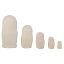 5pcs Unpainted Blank Wooden Russian Nesting Dolls Matryoshka DIY Craft 5.7in