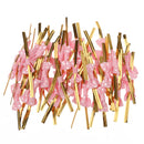 Lovely Cute Ribbon Bowknot Design Metallic Twist Ties Wedding Birthday Party Supplies PACK OF 50PCS Pink