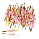 Lovely Cute Ribbon Bowknot Design Metallic Twist Ties Wedding Birthday Party Supplies PACK OF 50PCS Pink