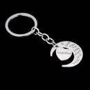 Stylish Silver Family Name Moon & Heart Key Ring Chain Keyring Xmas Gifts--grandma