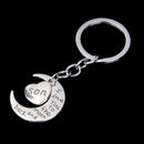 Silver Family Name Moon & Heart Key Ring Chain Keyring Xmas Gifts--son
