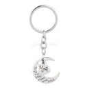 Silver Family Name Moon & Heart Key Ring Chain Keyring Xmas Gifts--mom