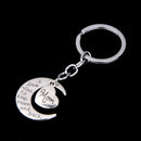 Silver Family Name Moon & Heart Key Ring Chain Keyring Xmas Gifts--mom