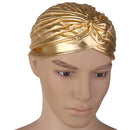 Men Women Fashionable Stretchable Elastic Turban Pleated Bonnet Head Wrap Cap Yoga Hat Headwear Gift Gold