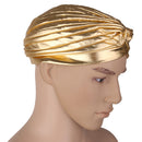 Men Women Fashionable Stretchable Elastic Turban Pleated Bonnet Head Wrap Cap Yoga Hat Headwear Gift Gold