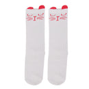 Pair Of Cute Stretchable Elastic Soft Comfortable Cotton Blend Cat Ear Pattern Socks Grey + Red