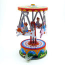 Retro 4 Man in Carousel Windup Tin Toy Mechanical Clockwork Collectible Gift
