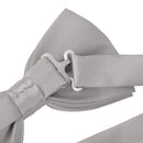 3pcs Men's Satin Bow Tie Cummerbund Hanky Handkerchief Silver