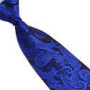 Mens Jacquard Neck Tie Hanky Cufflinks set Wedding Neckwear Royalblue