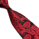 Mens Jacquard Neck Tie Hanky Cufflinks set Wedding Neckwear Burgundy