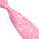 Mens Jacquard Neck Tie Hanky Cufflinks set Wedding Neckwear Rosy