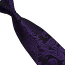 Mens Jacquard Neck Tie Hanky Cufflinks set Wedding Neckwear Dark Purple
