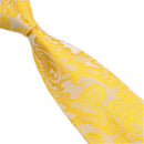 Men's Neck Tie Hanky Cufflinks set Wedding Neckwear Golden Jacquard Pattern