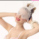 Masquerade Costume Party White Rabbit Long Ears Headband with Lace Mask