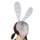 Masquerade Costume Party White Rabbit Long Ears Headband with Lace Mask