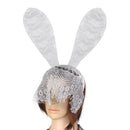 Masquerade Costume Party White Rabbit Long Ears Headband with Lace Mask