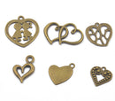 20 pcs Mixed Lots of Antique Bronze Heart Charms Pendants