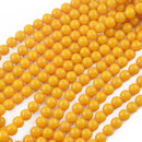 8mm Round Shaped Jade Strand Beads Jewelry Making Findings DIY Accessories 15.5 Inch Yellow