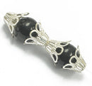 50Pcs Silver Plated Metal Flower Bead Caps 15x10mm