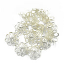 50Pcs Silver Plated Metal Flower Bead Caps 15x10mm