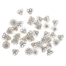 50Pcs Silver Plated Metal Flower Bead Caps 15x10mm