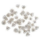 50Pcs Silver Plated Metal Flower Bead Caps 15x10mm