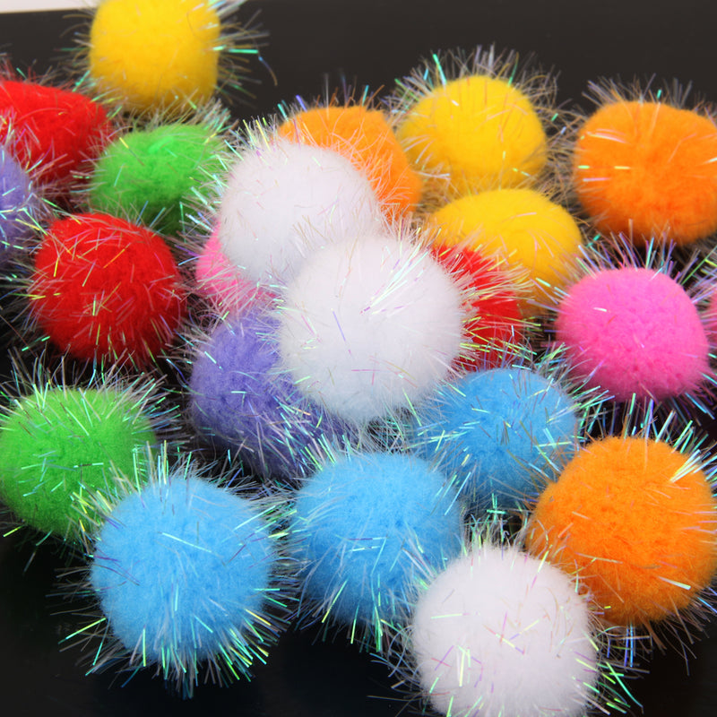 24PCS Mixed Colours Glitzy Fluffy PomPom Balls DIY Craft 30mm