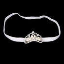 Infant Baby Rhinestone Pearl Crown Hair Bands Photography Headband - White