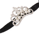 Infant Baby Rhinestone Pearl Crown Hair Bands Photography Headband - Black