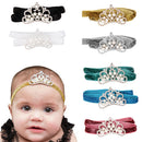 Infant Baby Rhinestone Pearl Crown Hair Bands Photography Headband - Black