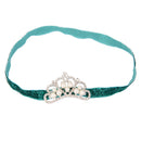 Infant Baby Rhinestone Pearl Crown Hair Bands Photography Headband - Green