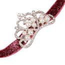 Infant Baby Rhinestone Pearl Crown Hair Bands Photography Headband - Red