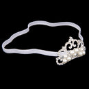 Rhinestone Faux Pearl Crown Baby Girls Headband Hair Band - White