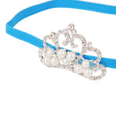 Rhinestone Faux Pearl Crown Baby Girls Headband Hair Band - Blue