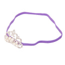 Rhinestone Faux Pearl Crown Baby Girls Headband Hair Band- Light Purple